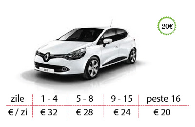 Inchirieri masini Renault Clio preturi de la 20 €/zi