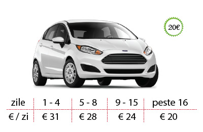 Inchirieri auto New Ford Fiesta de la 20 €/zi